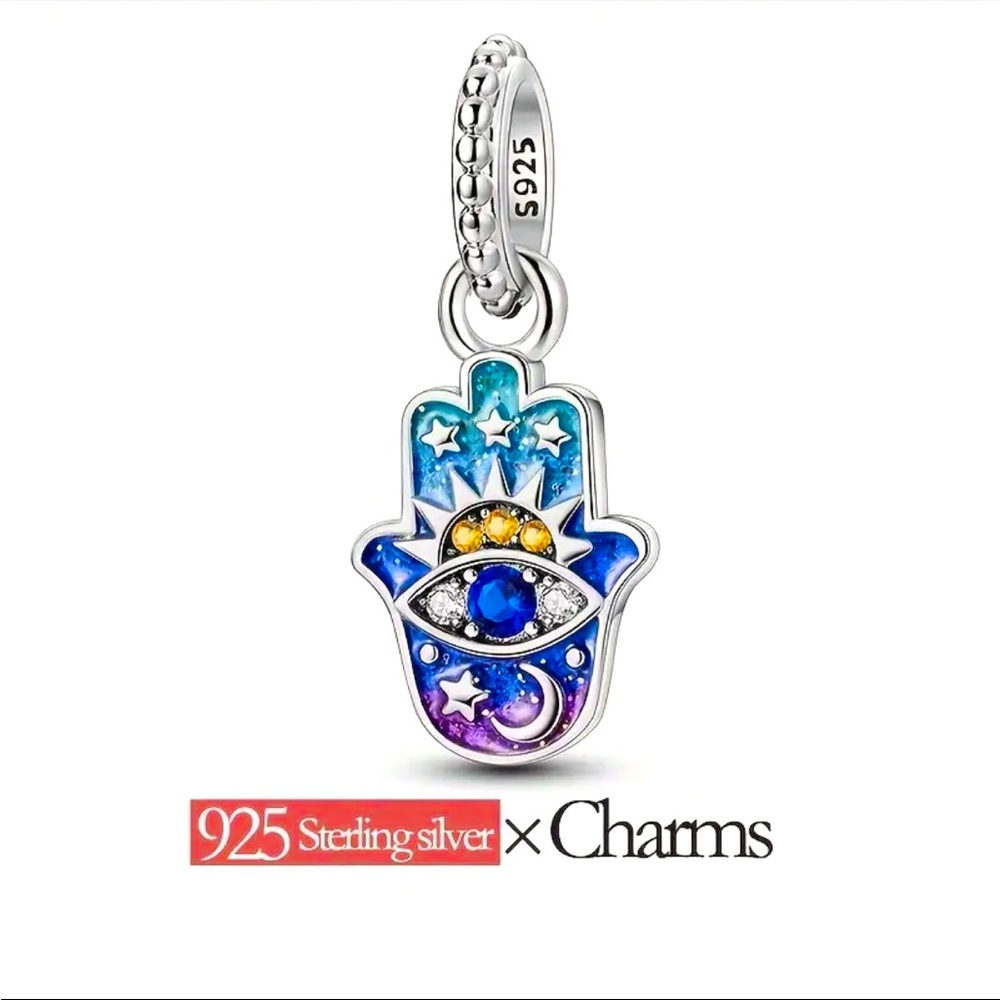 🪬925 Sterling Sun, Moon & Evil Eye Charm For Pandora Bracelets & Most Others-NEW - Picture 5 of 5